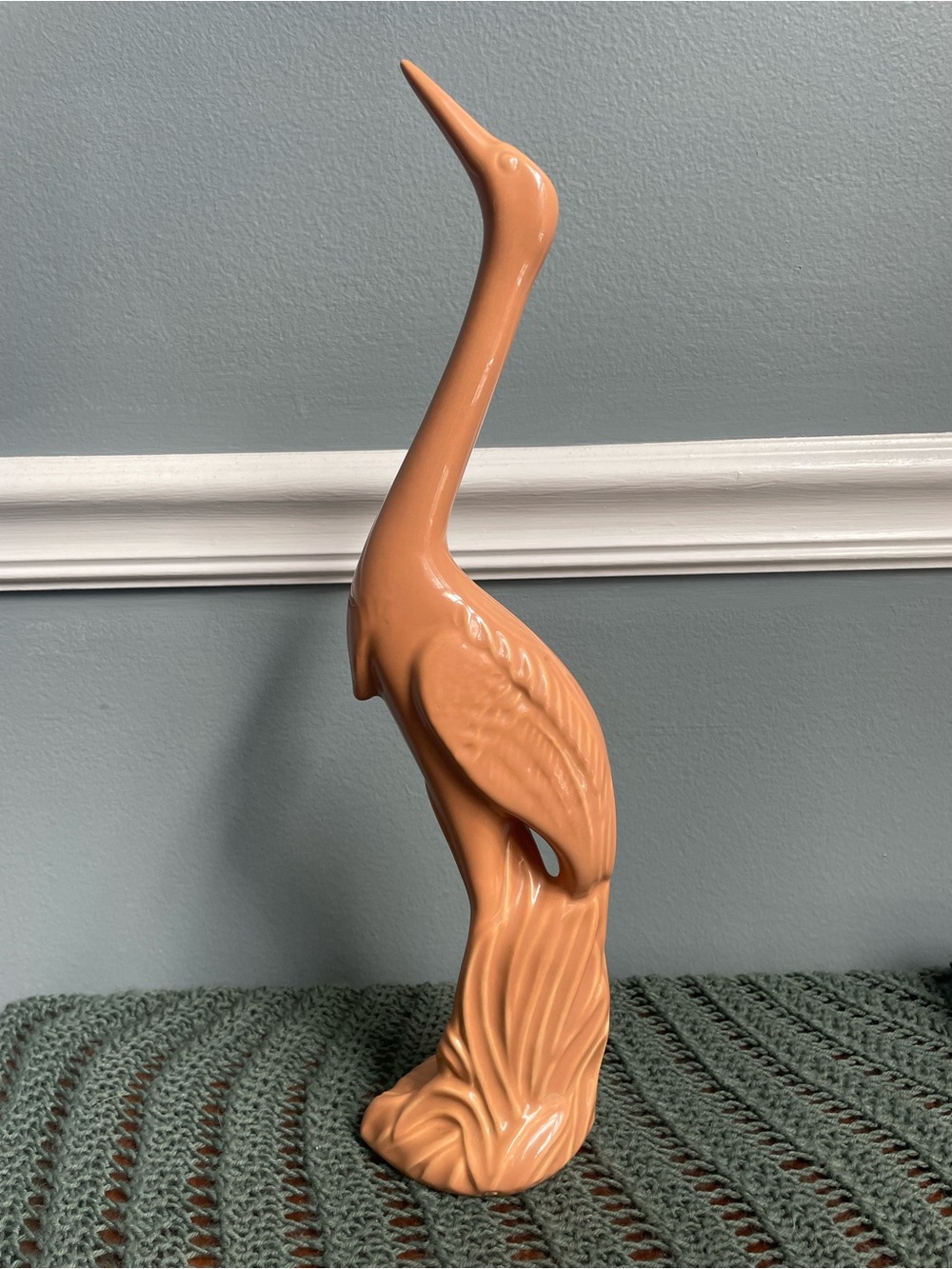 Jaru Art Pottery Modernist Heron Peach Ceramic Sculpture Figurine